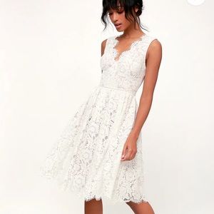 Love Swept Lace Midi Skater Dress